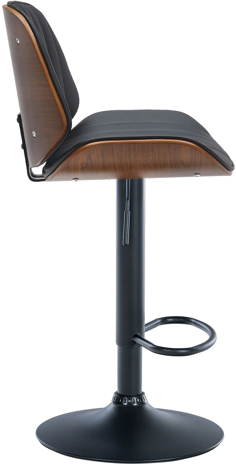 Lot de 2 tabourets de bar en similicuir noir avec surpiqûres cadre en bois foncé pieds en métal noir TDB10748