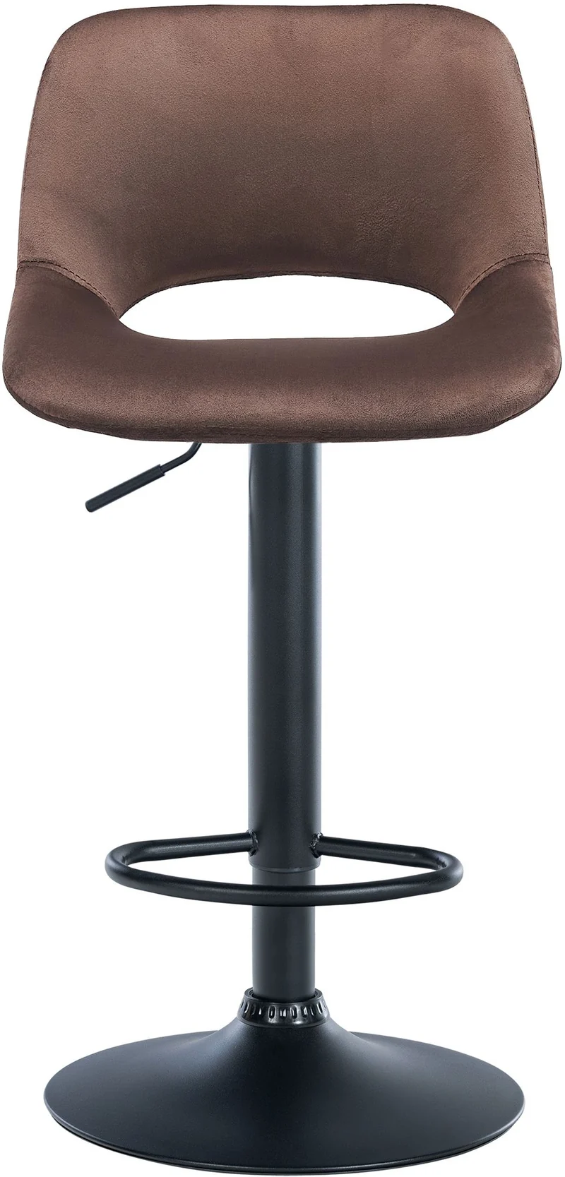 Tabourets de bar chaises haute x2 avec repose-pieds en velours marron piètement métallique noir 10_0004083