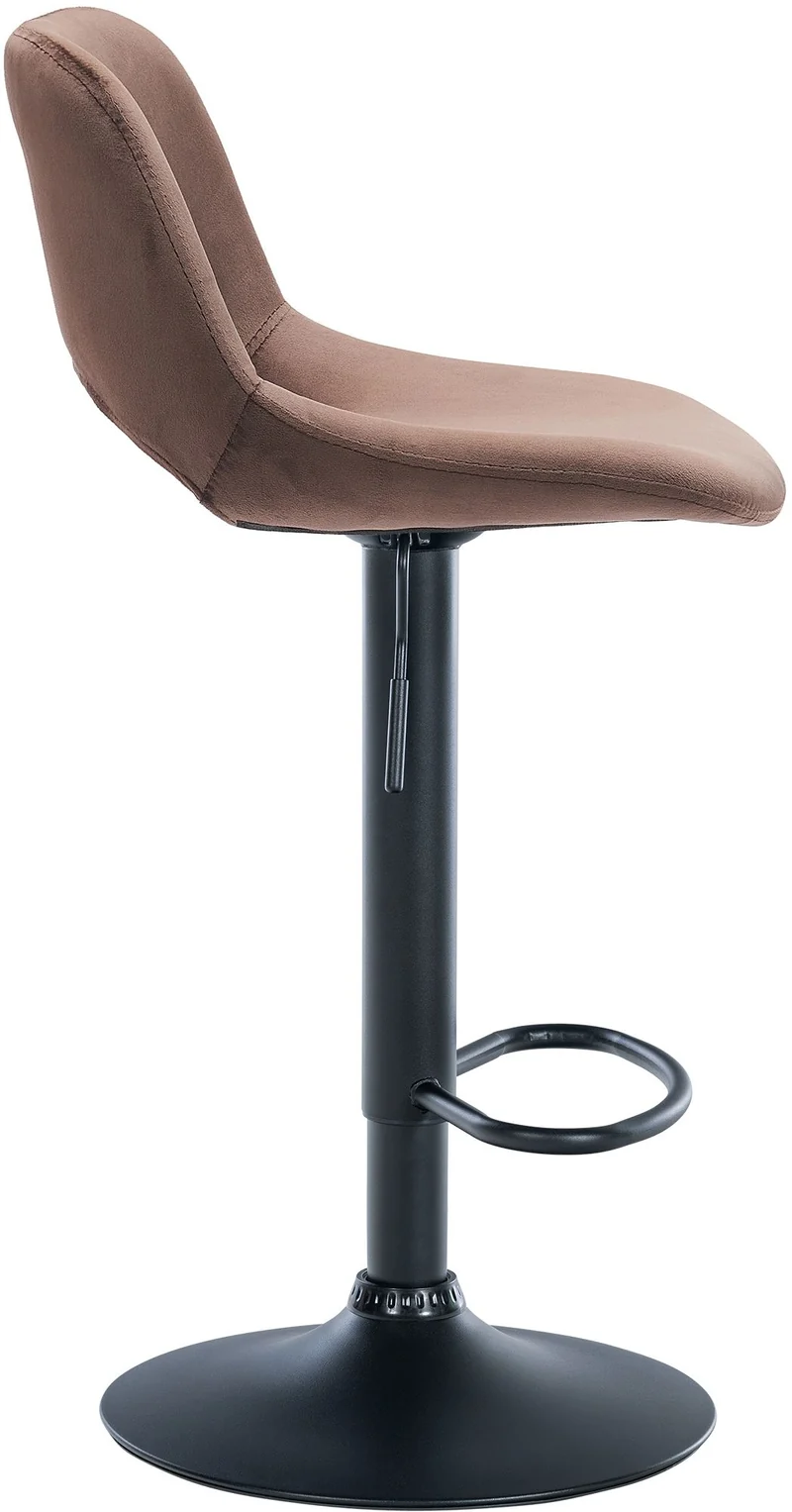 Tabourets de bar chaises haute x2 avec repose-pieds en velours marron piètement métallique noir 10_0004083