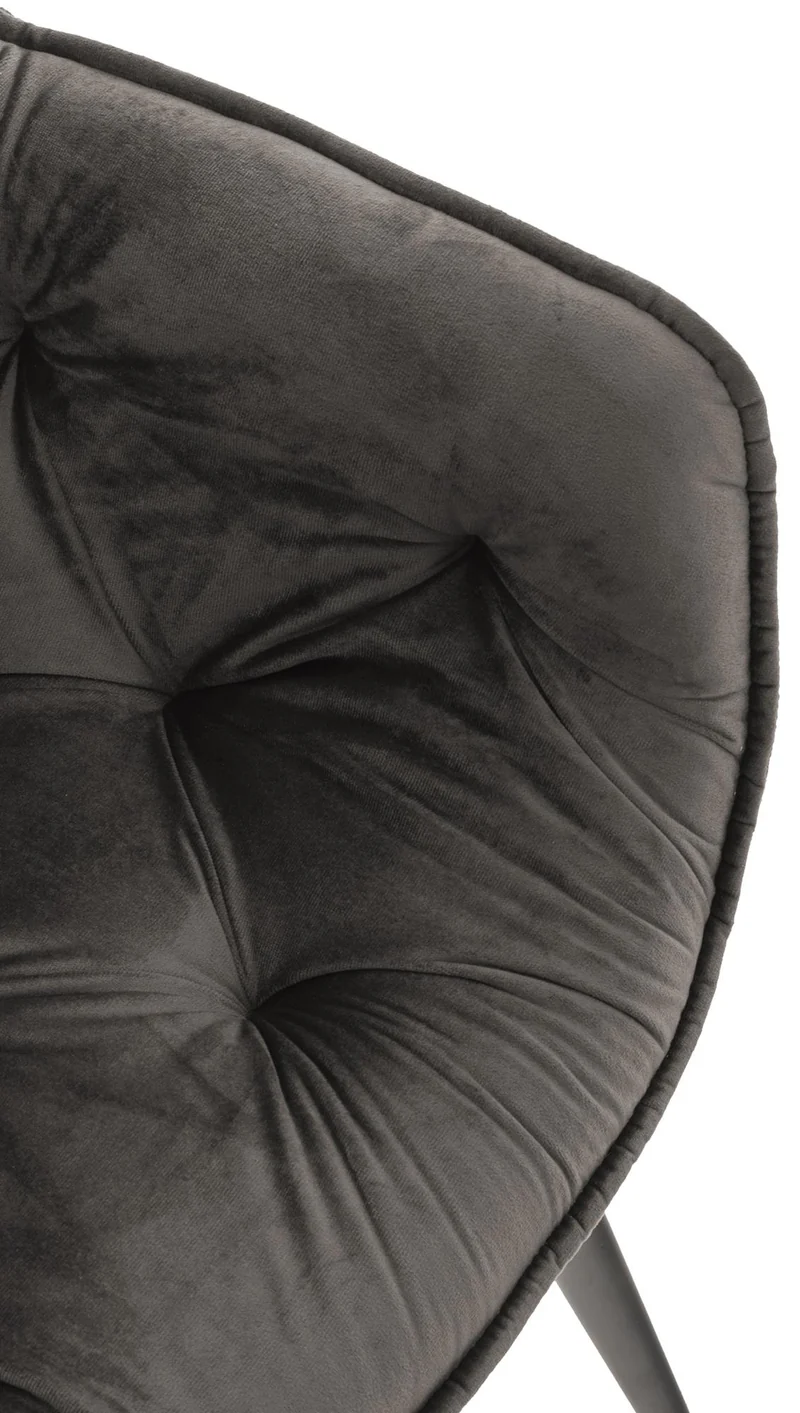 Lot de 2 chaises de salle à manger coutures décoratives en velours anthracite et pieds en métal noir 10_0007462