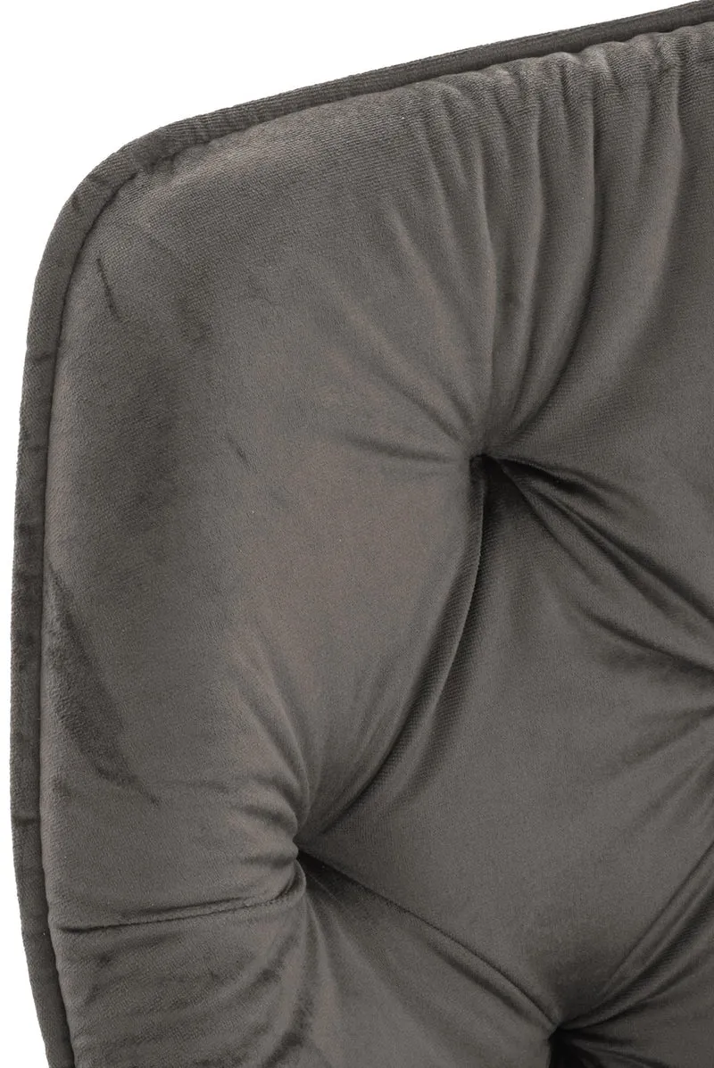 Lot de 2 chaises de salle à manger coutures décoratives en velours anthracite et pieds en métal noir 10_0007462