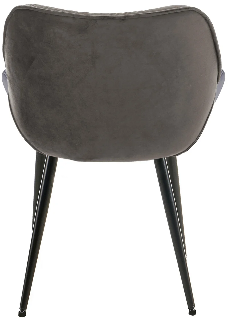 Lot de 2 chaises de salle à manger coutures décoratives en velours anthracite et pieds en métal noir 10_0007462
