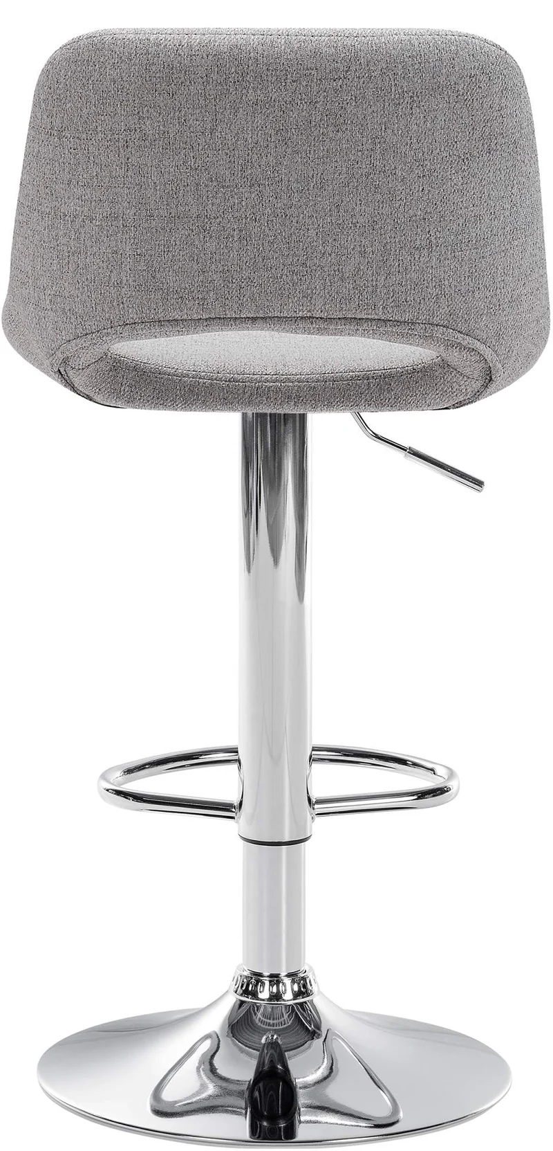 Tabouret de bar chaise haute x1 avec repose-pieds en tissu gris clair piètement métallique chromé 10_0004612