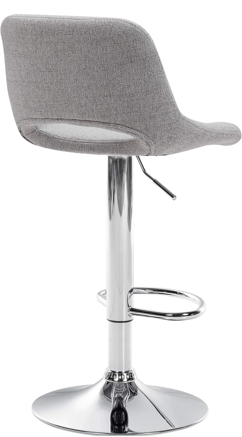 Tabouret de bar chaise haute x1 avec repose-pieds en tissu gris clair piètement métallique chromé 10_0004612