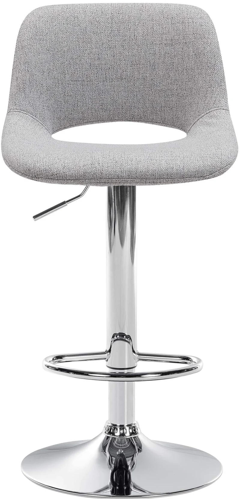 Tabouret de bar chaise haute x1 avec repose-pieds en tissu gris clair piètement métallique chromé 10_0004612