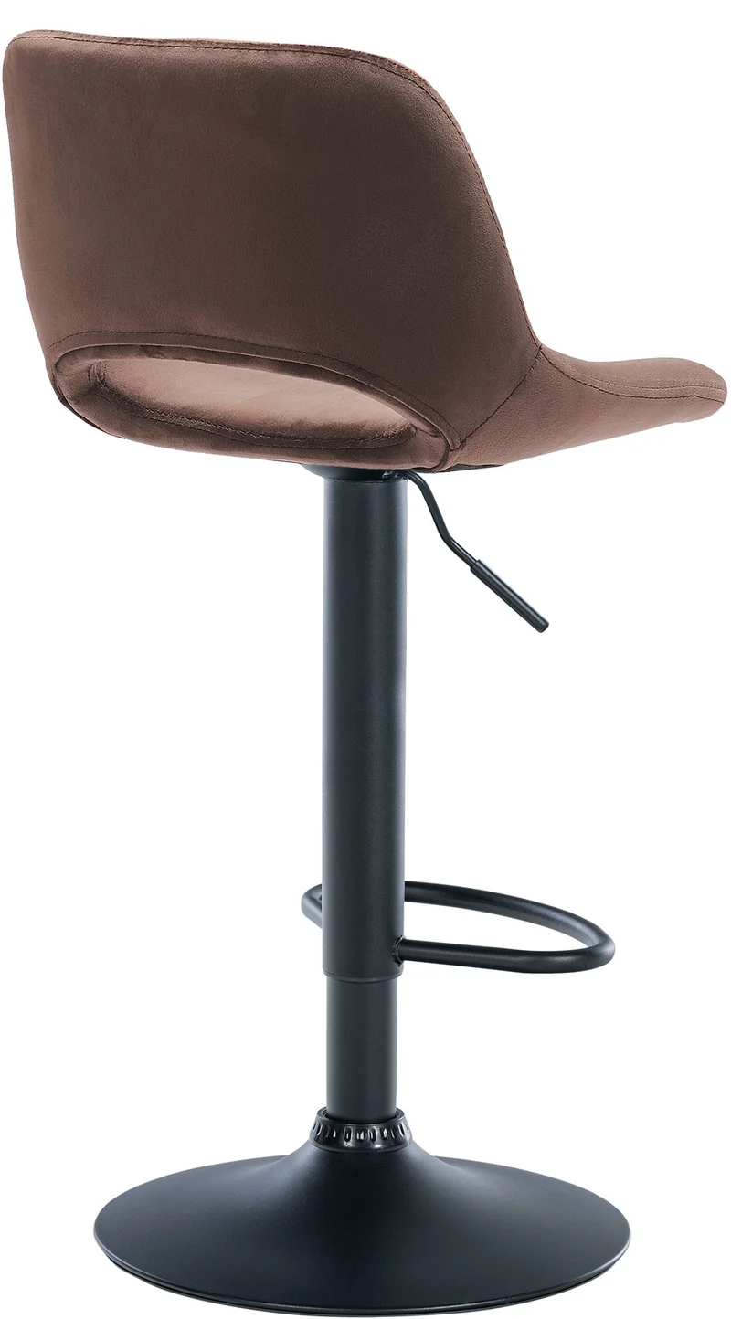 Tabouret de bar chaise haute x1 avec repose-pieds en velours marron piètement métallique noir 10_0004601