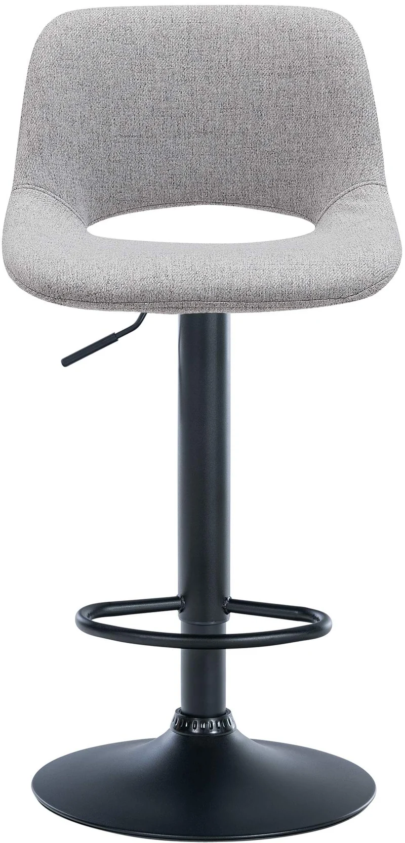 Tabourets de bar chaises haute x2 avec repose-pieds en tissu gris clair piètement métallique noir 10_0004097