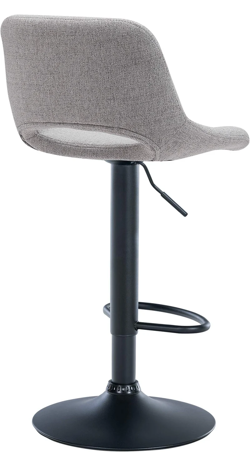 Tabourets de bar chaises haute x2 avec repose-pieds en tissu gris clair piètement métallique noir 10_0004097