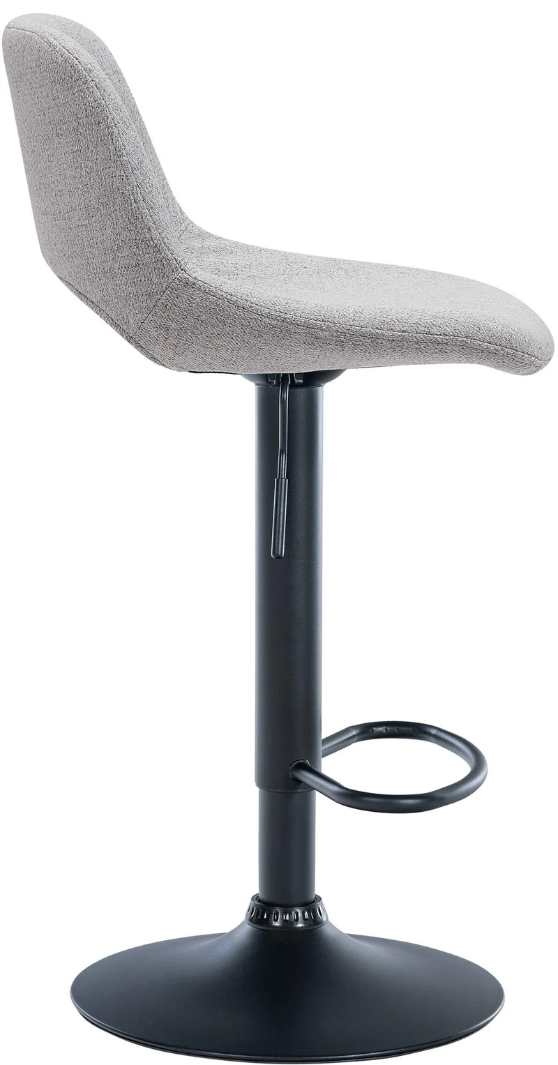 Tabourets de bar chaises haute x2 avec repose-pieds en tissu gris clair piètement métallique noir 10_0004097