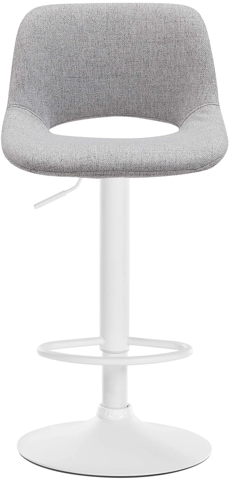Tabourets de bar chaises haute x2 avec repose-pieds en tissu gris clair piètement métallique blanc 10_0004100