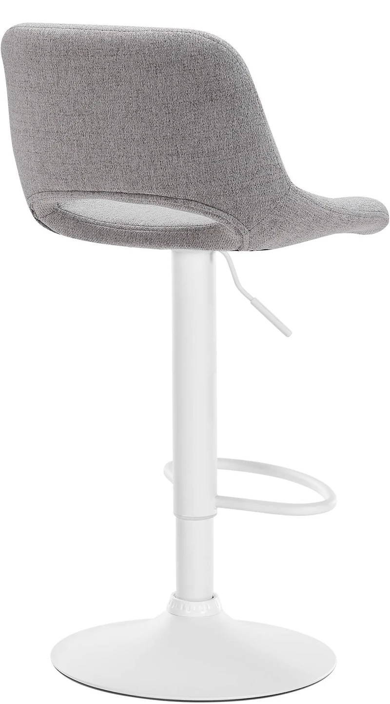 Tabourets de bar chaises haute x2 avec repose-pieds en tissu gris clair piètement métallique blanc 10_0004100