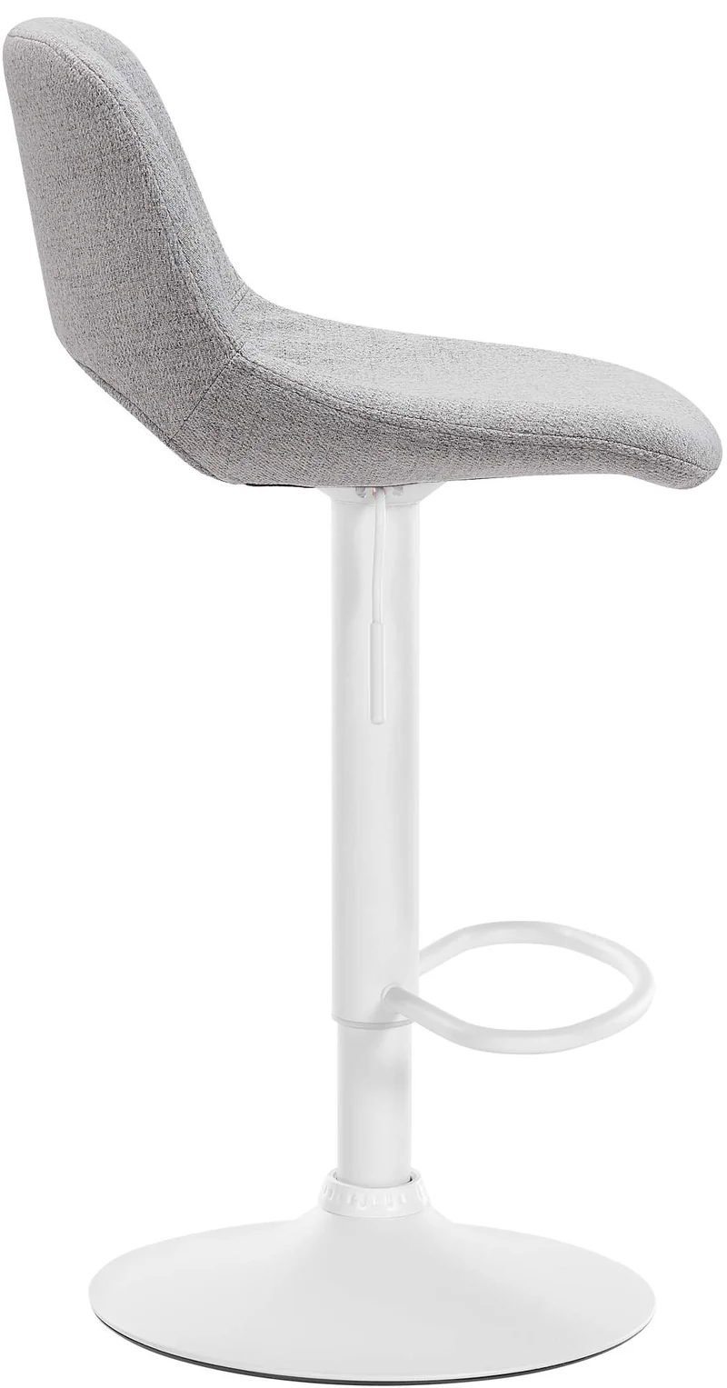 Tabourets de bar chaises haute x2 avec repose-pieds en tissu gris clair piètement métallique blanc 10_0004100