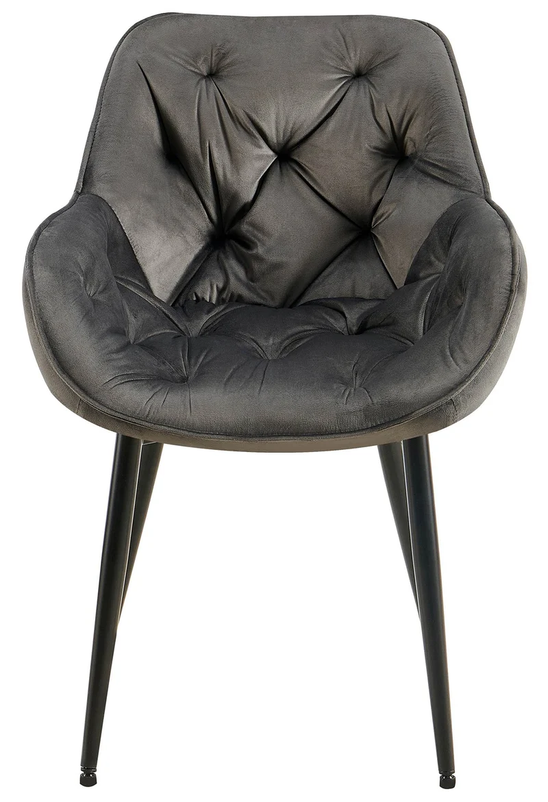Chaise de salle à manger x1 design et moderne assise en velours anthracite et pieds en métal noir 10_0001495