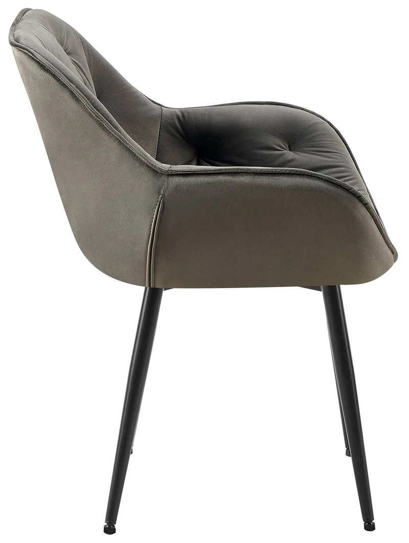 Chaise de salle à manger x1 design et moderne assise en velours anthracite et pieds en métal noir 10_0001495