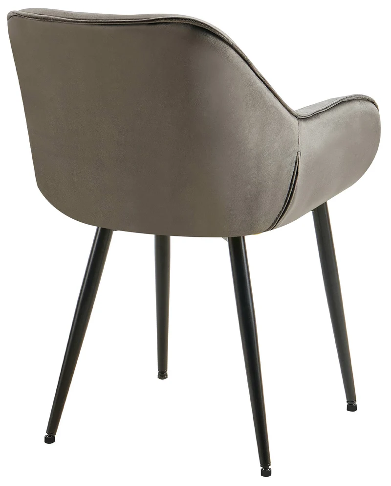 Chaise de salle à manger x1 design et moderne assise en velours anthracite et pieds en métal noir 10_0001495