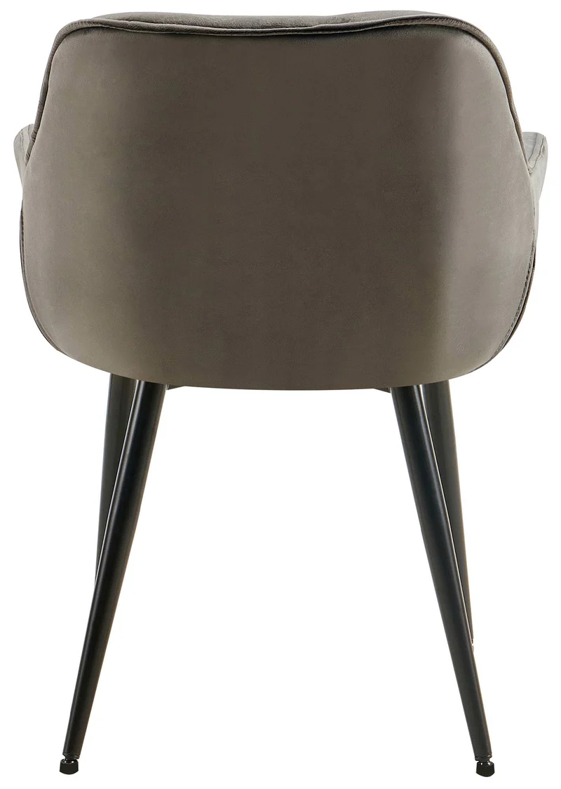 Chaise de salle à manger x1 design et moderne assise en velours anthracite et pieds en métal noir 10_0001495