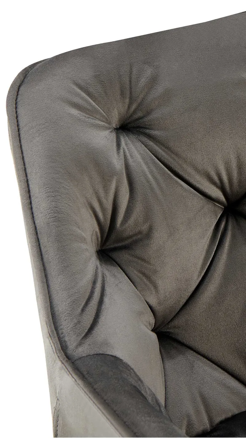 Chaise de salle à manger x1 design et moderne assise en velours anthracite et pieds en métal noir 10_0001495