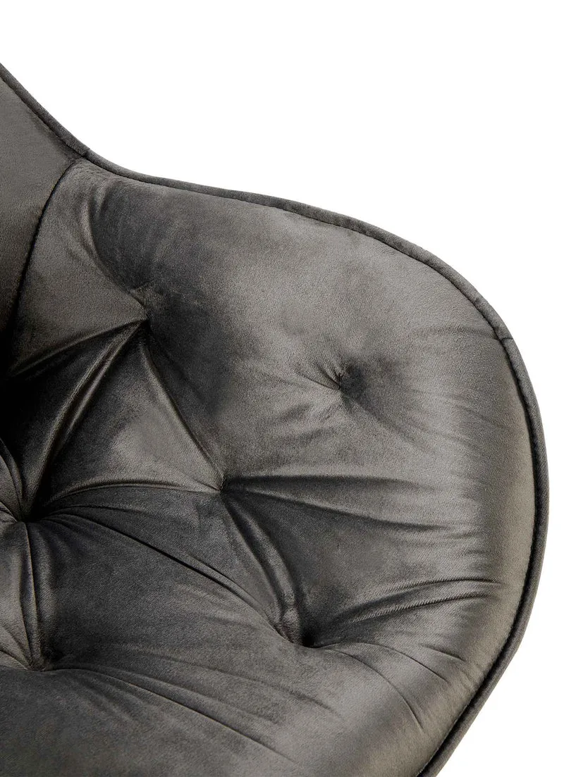 Chaise de salle à manger x1 design et moderne assise en velours anthracite et pieds en métal noir 10_0001495