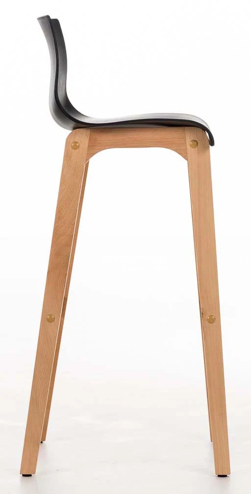Lot de 2 tabourets de bar piètement à 4 pieds en bois assise plastique noir style scandinave 10_0005782