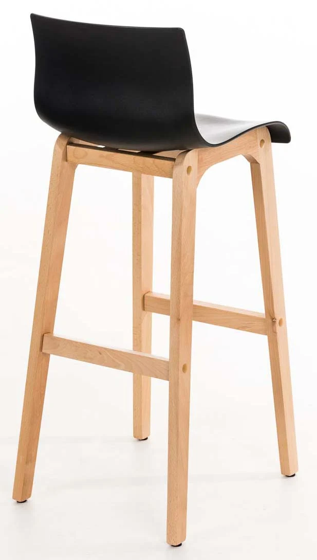 Lot de 2 tabourets de bar piètement à 4 pieds en bois assise plastique noir style scandinave 10_0005782