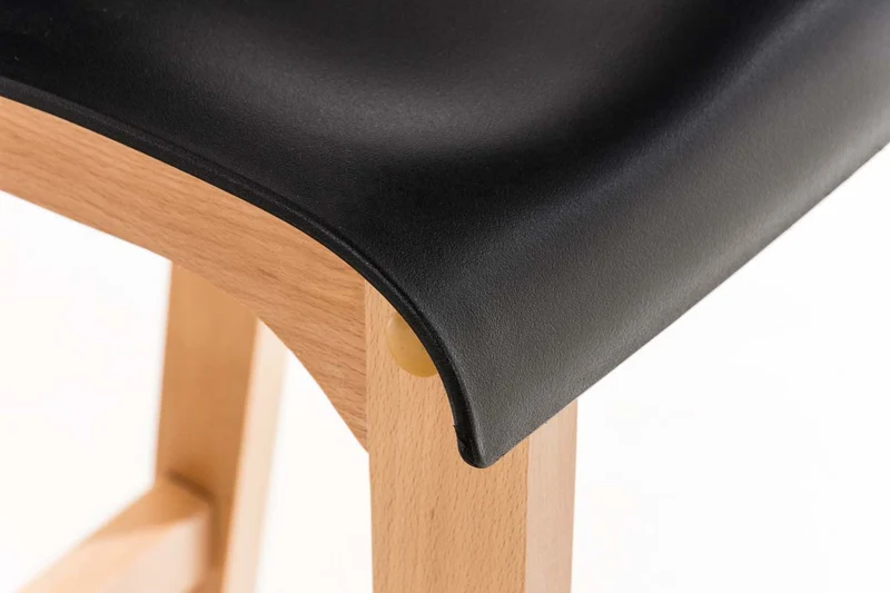 Lot de 2 tabourets de bar piètement à 4 pieds en bois assise plastique noir style scandinave 10_0005782