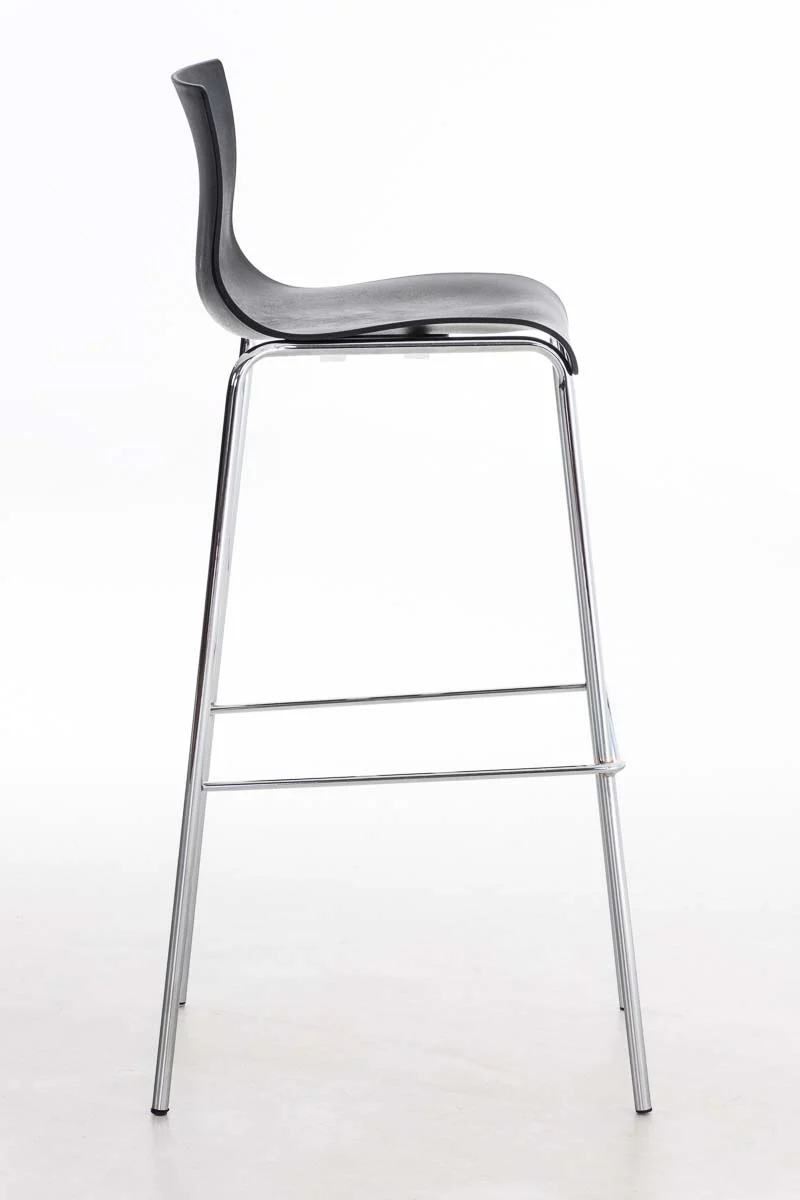 Lot de 2 tabourets de bar en tissu plastique noir cadre métallique chromé à quatre pieds style chic et moderne 10_0005566