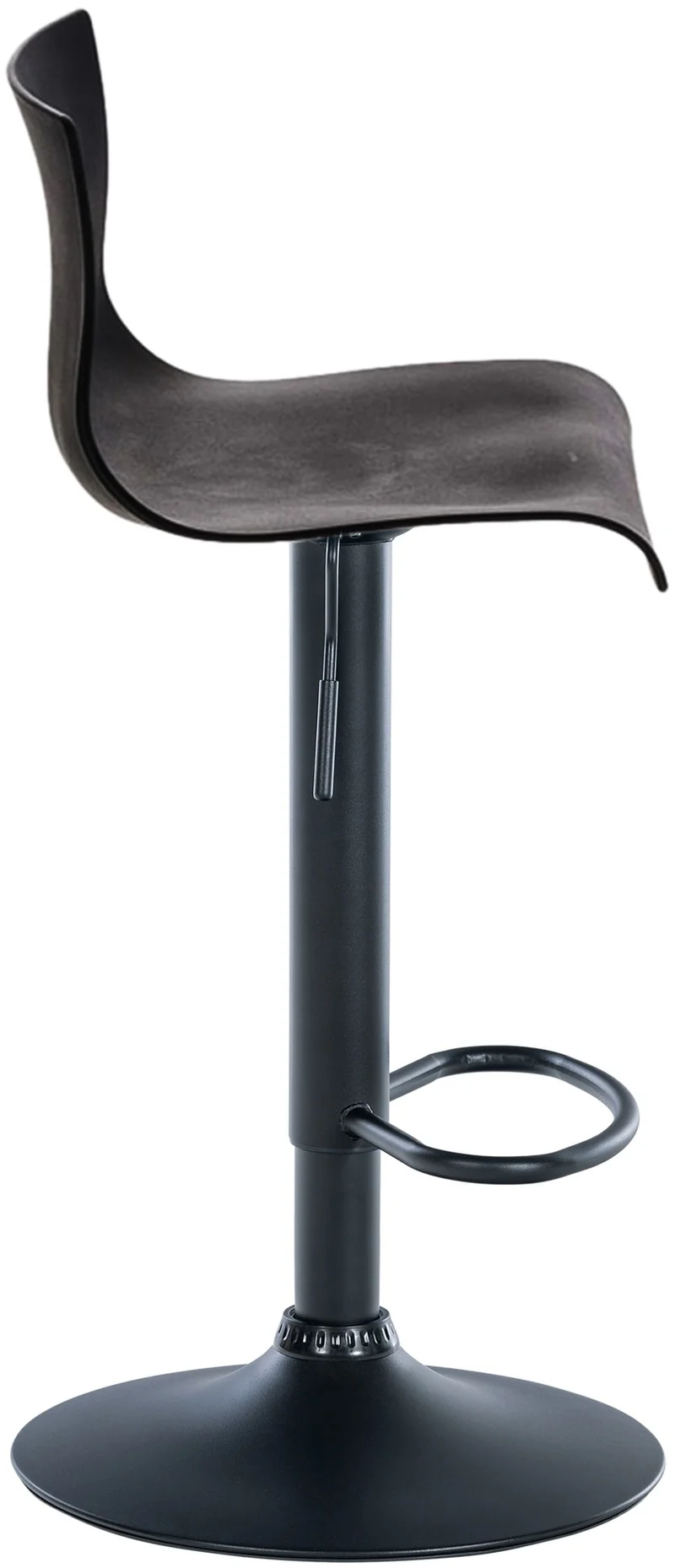 Tabouret de bar avec repose-pieds pivotant dossier incurvé en plastique noir et métal noir 10_0004933