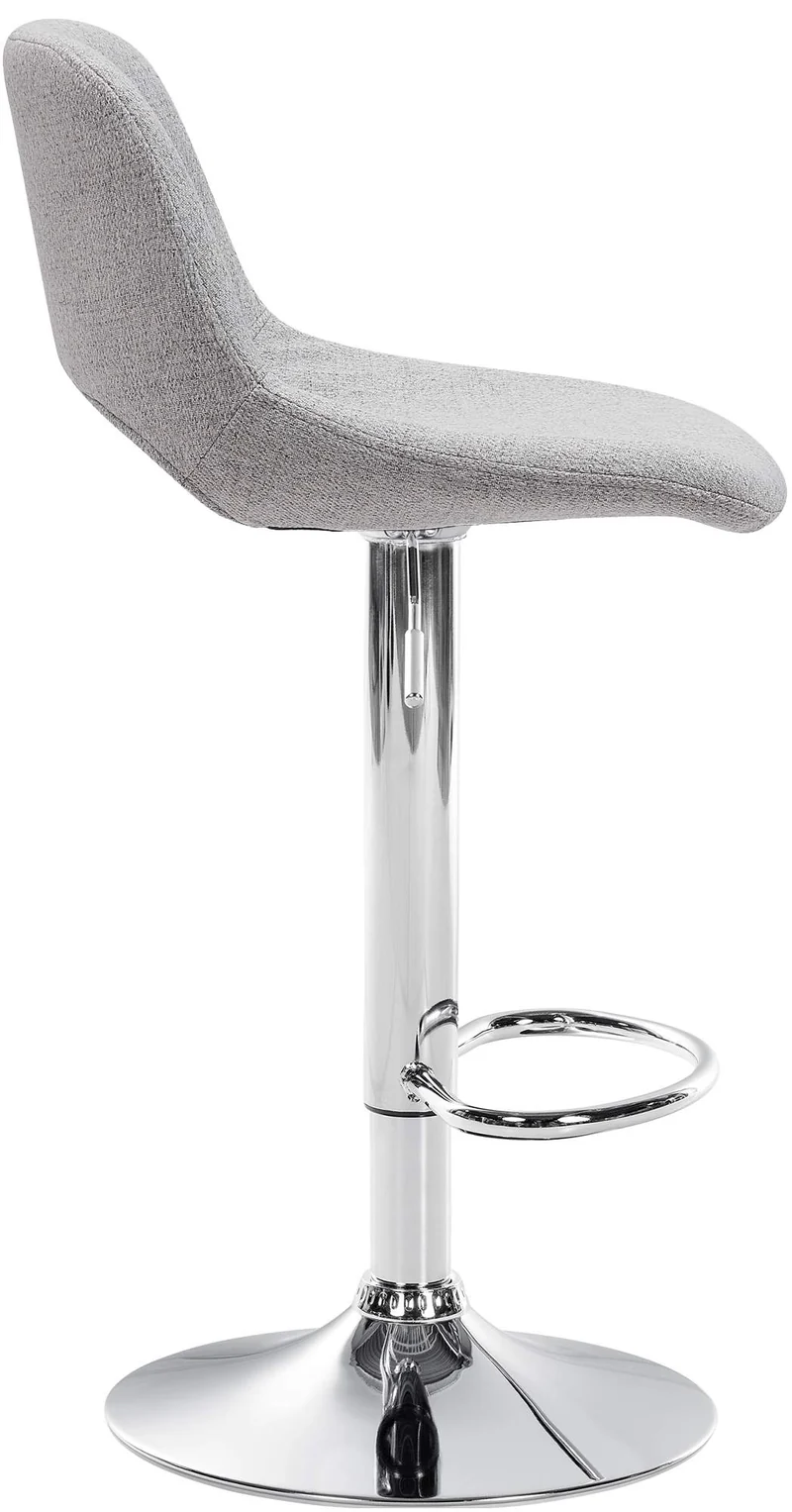 Tabourets de bar chaises haute x2 avec repose-pieds en tissu gris clair piètement métallique chromé 10_0004094