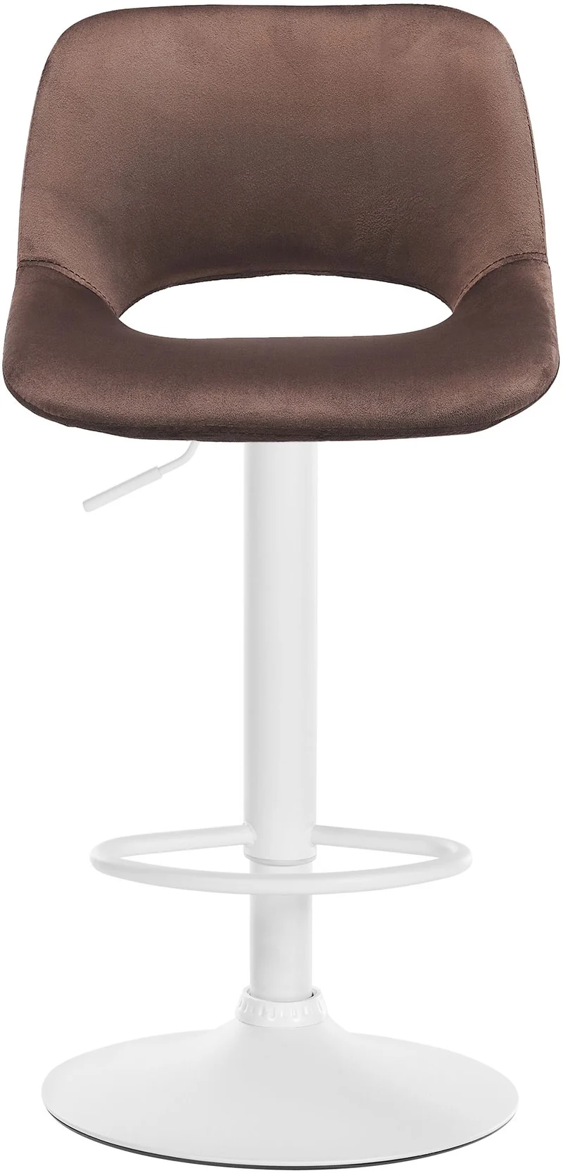 Tabourets de bar chaises haute x2 avec repose-pieds en velours marron piètement métallique blanc 10_0004090