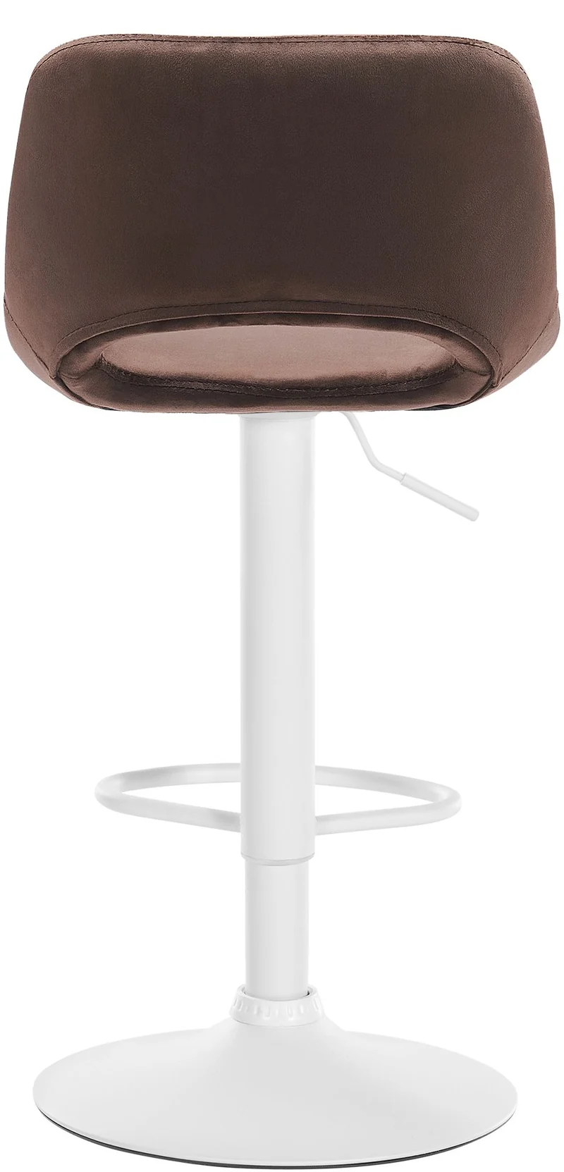 Tabourets de bar chaises haute x2 avec repose-pieds en velours marron piètement métallique blanc 10_0004090