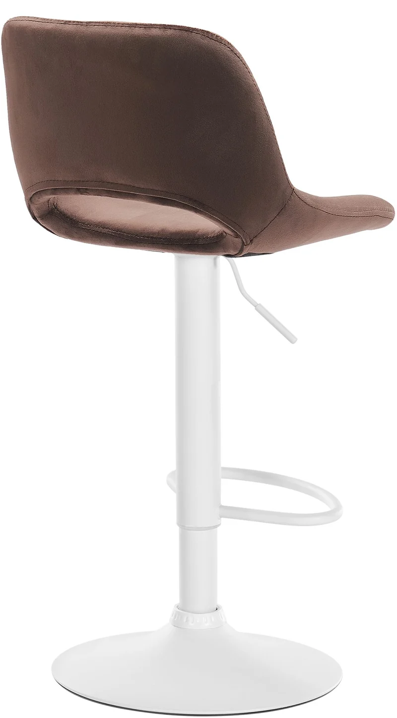 Tabourets de bar chaises haute x2 avec repose-pieds en velours marron piètement métallique blanc 10_0004090