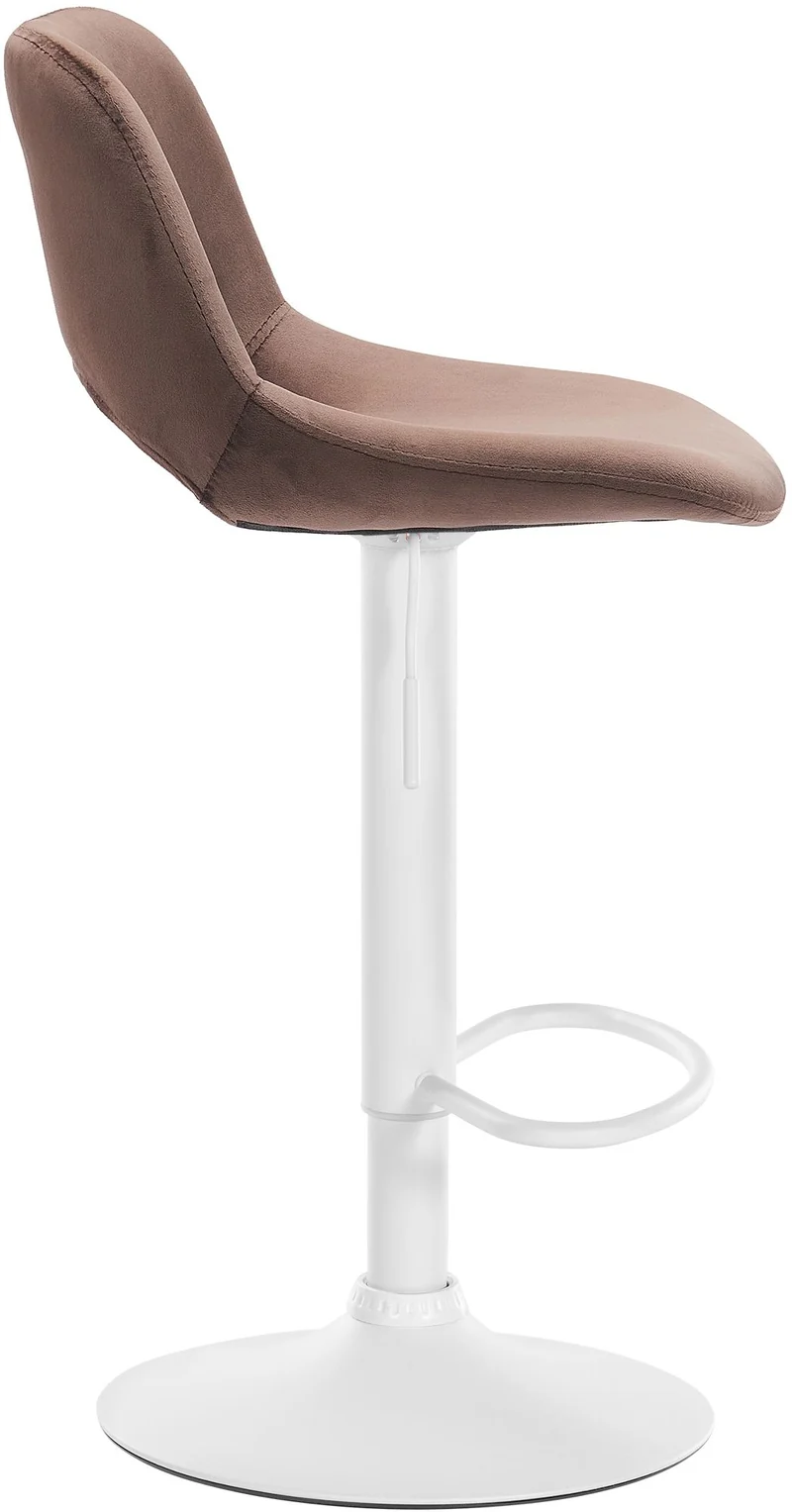 Tabourets de bar chaises haute x2 avec repose-pieds en velours marron piètement métallique blanc 10_0004090
