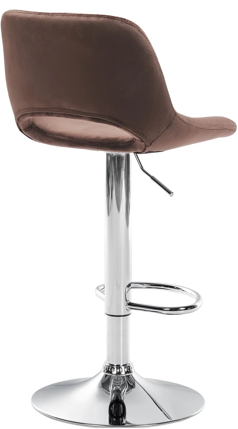 Tabourets de bar chaises haute x2 avec repose-pieds en velours marron piètement métallique chromé 10_0004076