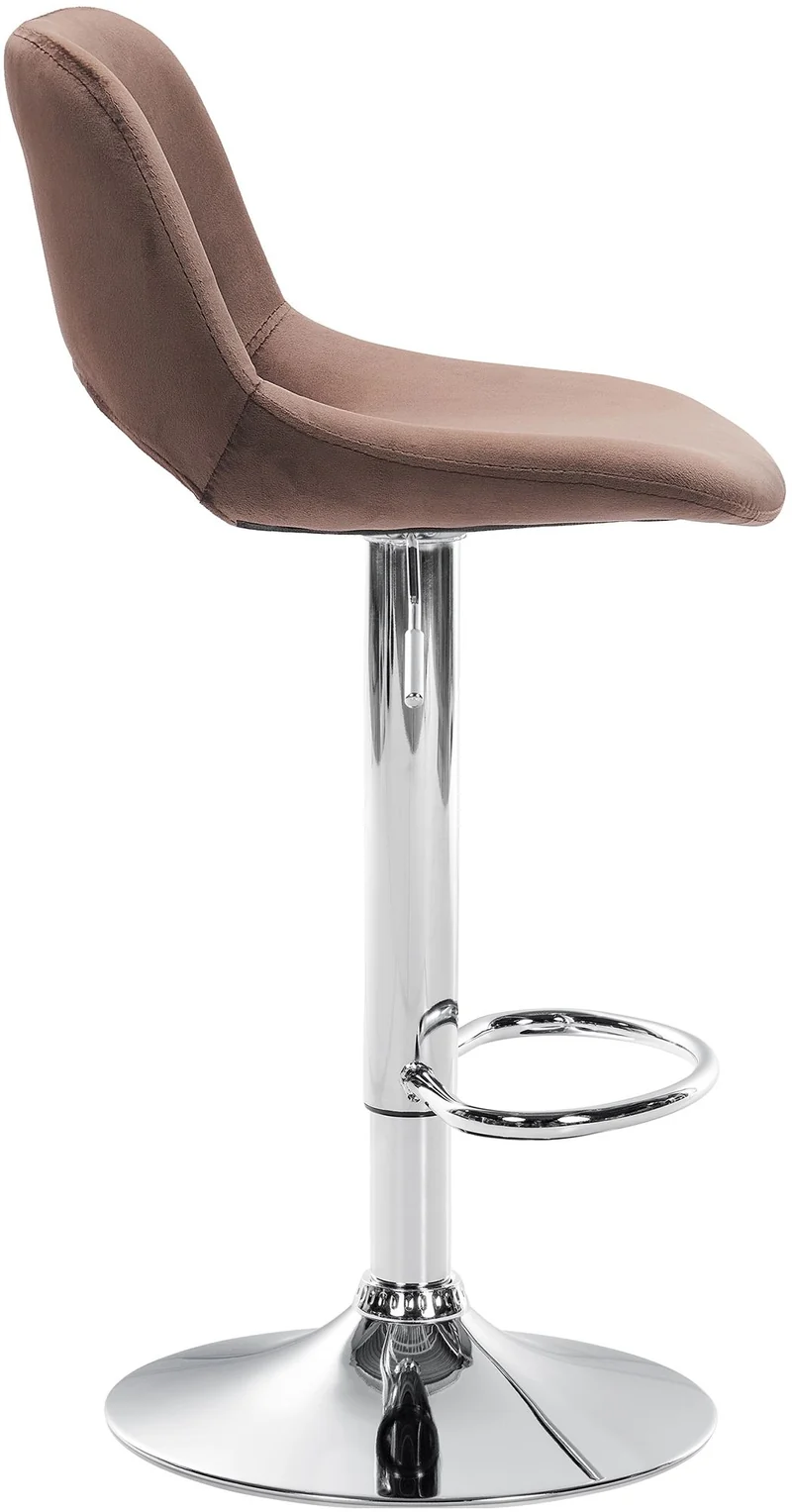 Tabourets de bar chaises haute x2 avec repose-pieds en velours marron piètement métallique chromé 10_0004076