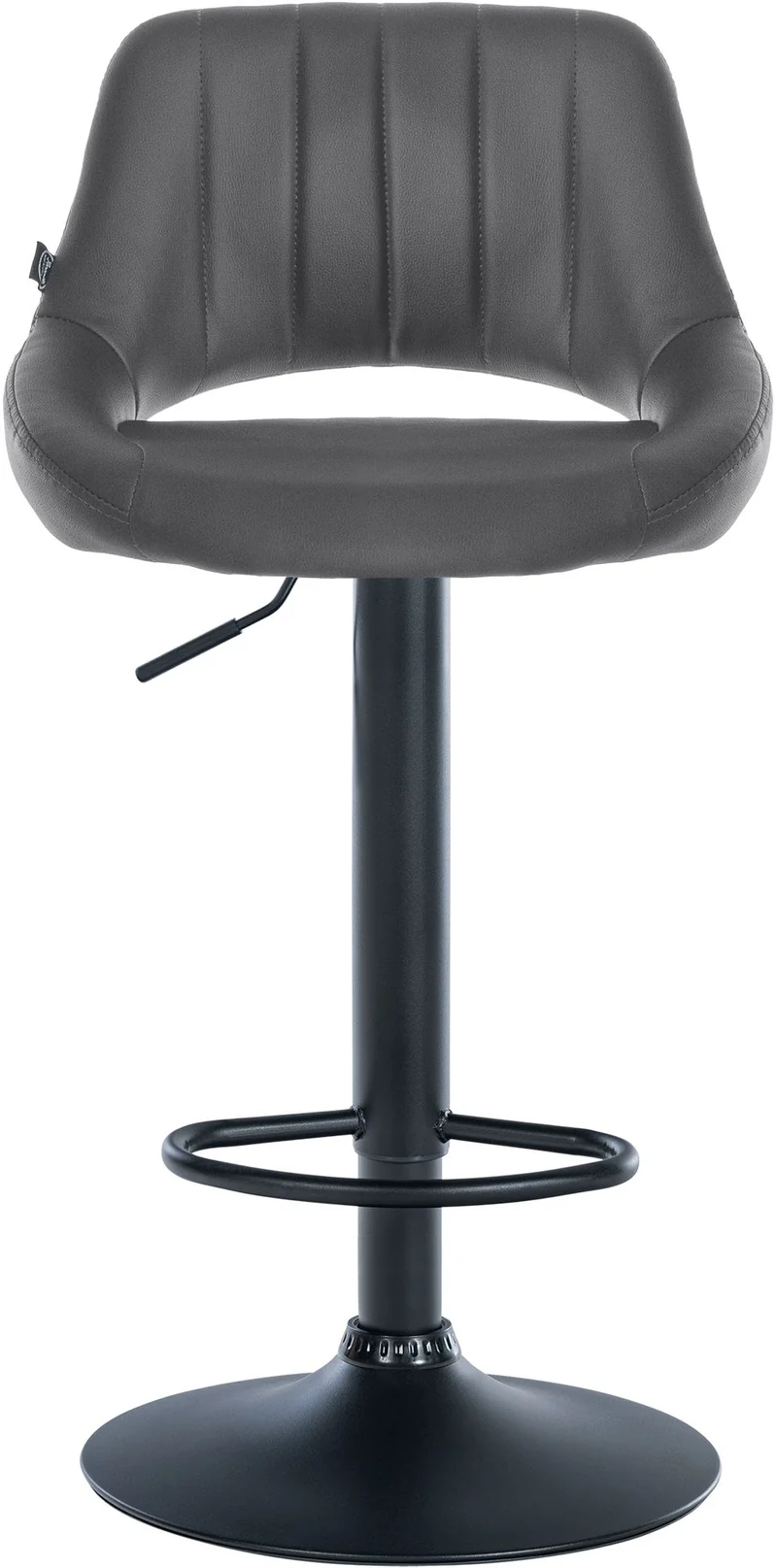 Tabouret de bar x1 avec repose-pieds pivotant et réglable en similicuir gris et métal noir 10_0006329