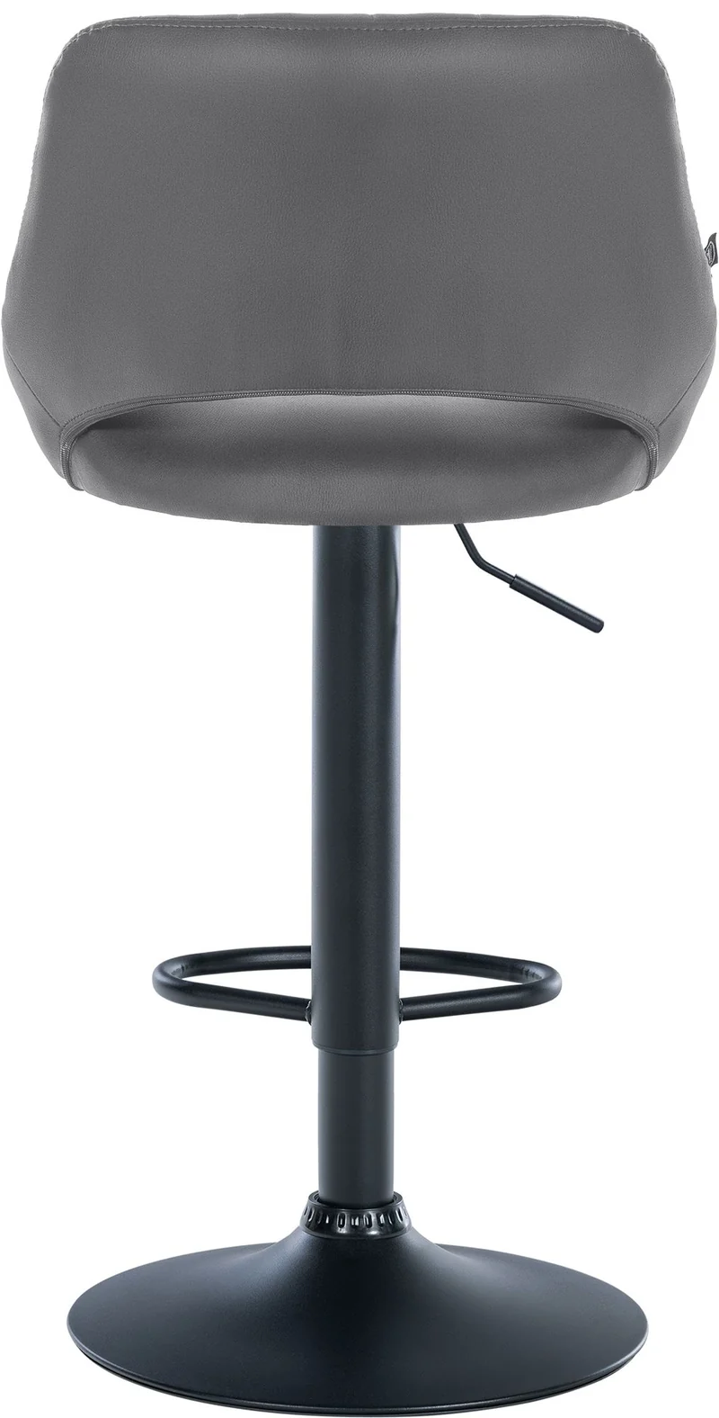 Tabouret de bar x1 avec repose-pieds pivotant et réglable en similicuir gris et métal noir 10_0006329