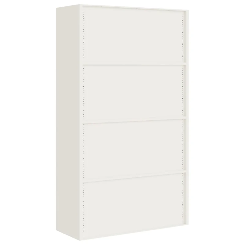Caissons à tiroirs meuble de bureau 4 étagères 105 x 40 x 180 cm en acier blanc DEC024519