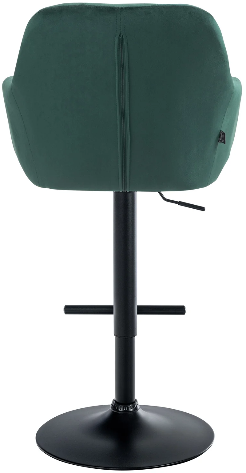 Tabouret de bar chaise haute x1 fonction rotation 360° en velours vert avec coutures décoratives piètement métal noir 10_0005270