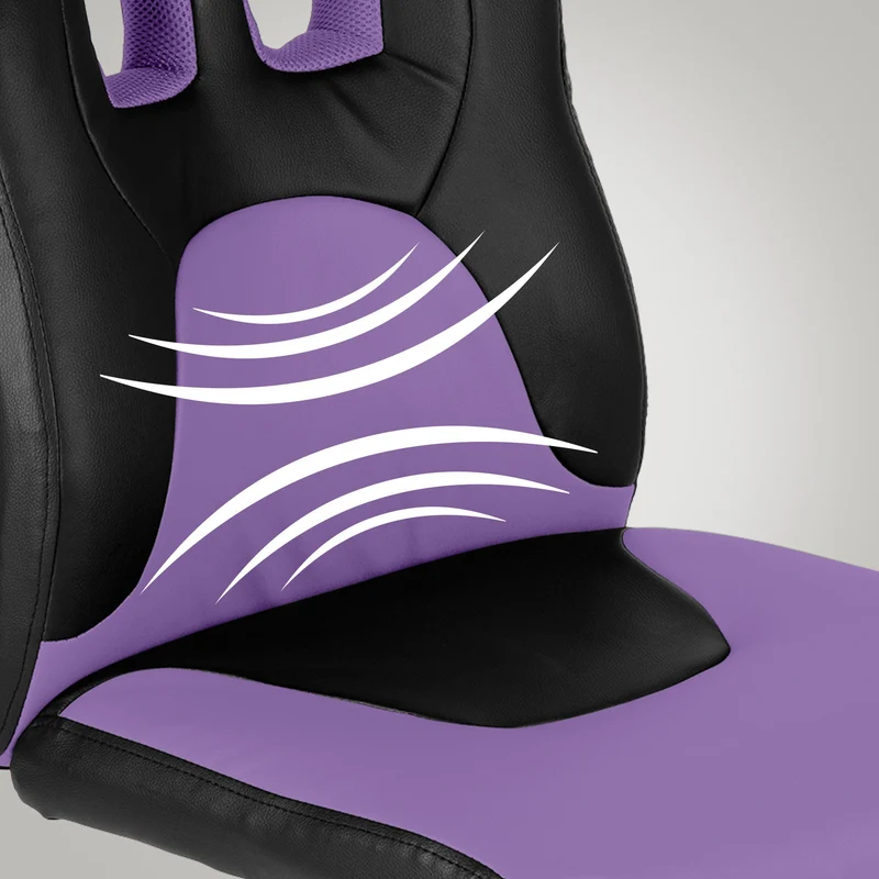 Chaise de bureau sur roulettes pivotant pour enfants en PVC noir / violet et plastique 10_0002726