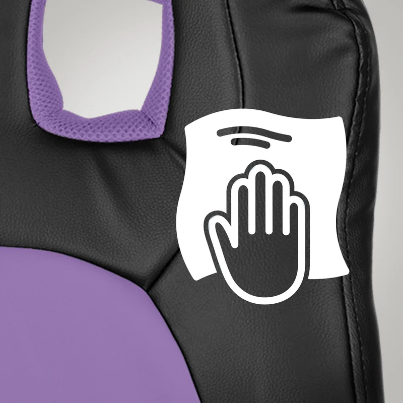 Chaise de bureau sur roulettes pivotant pour enfants en PVC noir / violet et plastique 10_0002726