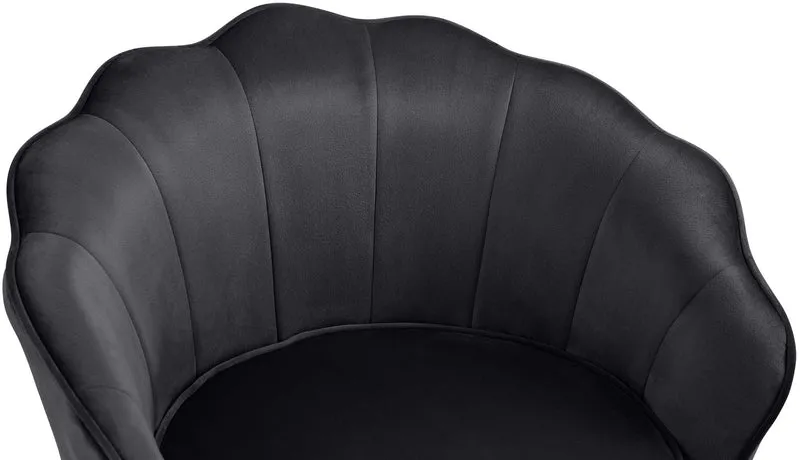 Fauteuil lounge chaise de chaise rembourrée avec coutures décoratives revêtement en velours noir et pieds métal doré FAL101558