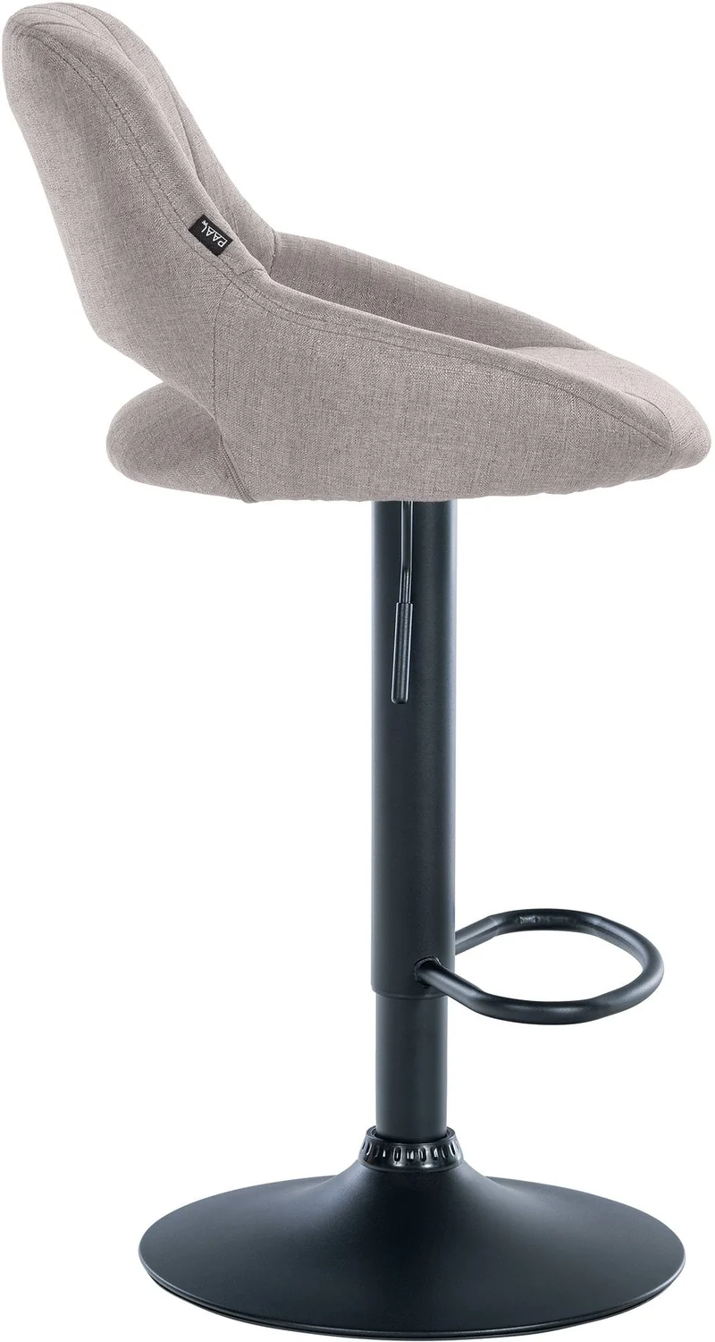 Lot de 2 tabourets de bar réglables en tissu gris dossier ajouré et pied métal noir 10_0006337