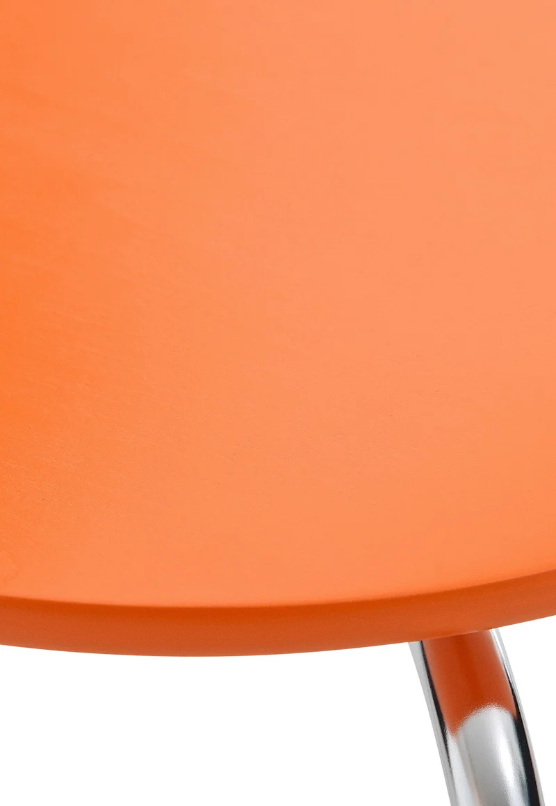 Lot de 4 chaises de cuisine salle à manger empilables dossier arrondi en bois orange et métal chromé 10_0003178