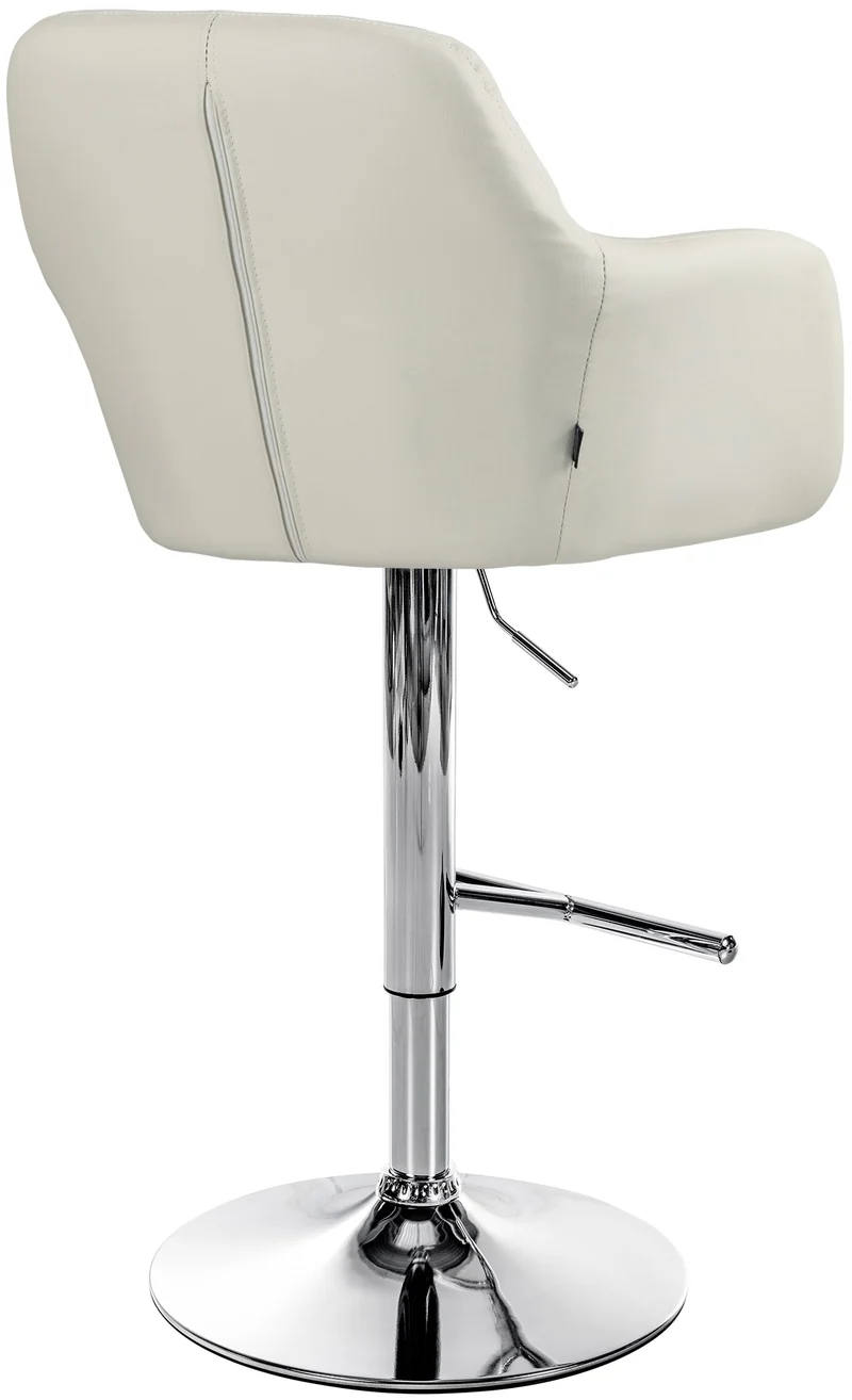Tabouret de bar chaise haute x1 fonction rotation 360° en PVC crème avec coutures décoratives piètement métal chromé 10_0005255