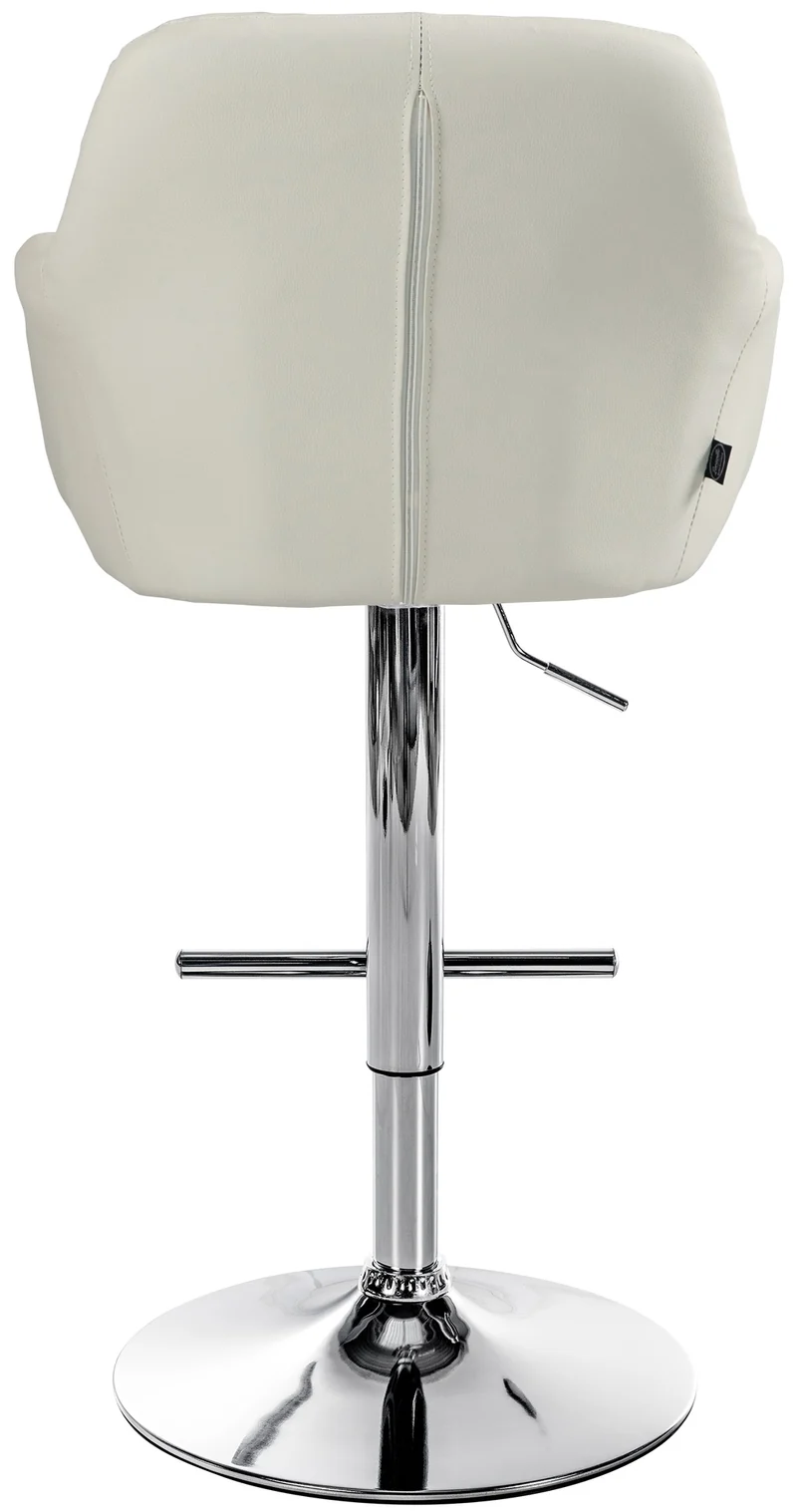 Tabouret de bar chaise haute x1 fonction rotation 360° en PVC crème avec coutures décoratives piètement métal chromé 10_0005255