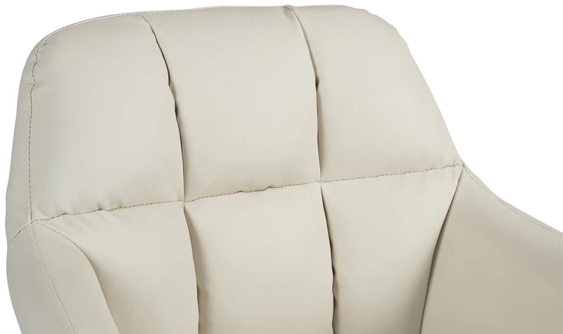 Tabouret de bar chaise haute x1 fonction rotation 360° en PVC crème avec coutures décoratives piètement métal chromé 10_0005255
