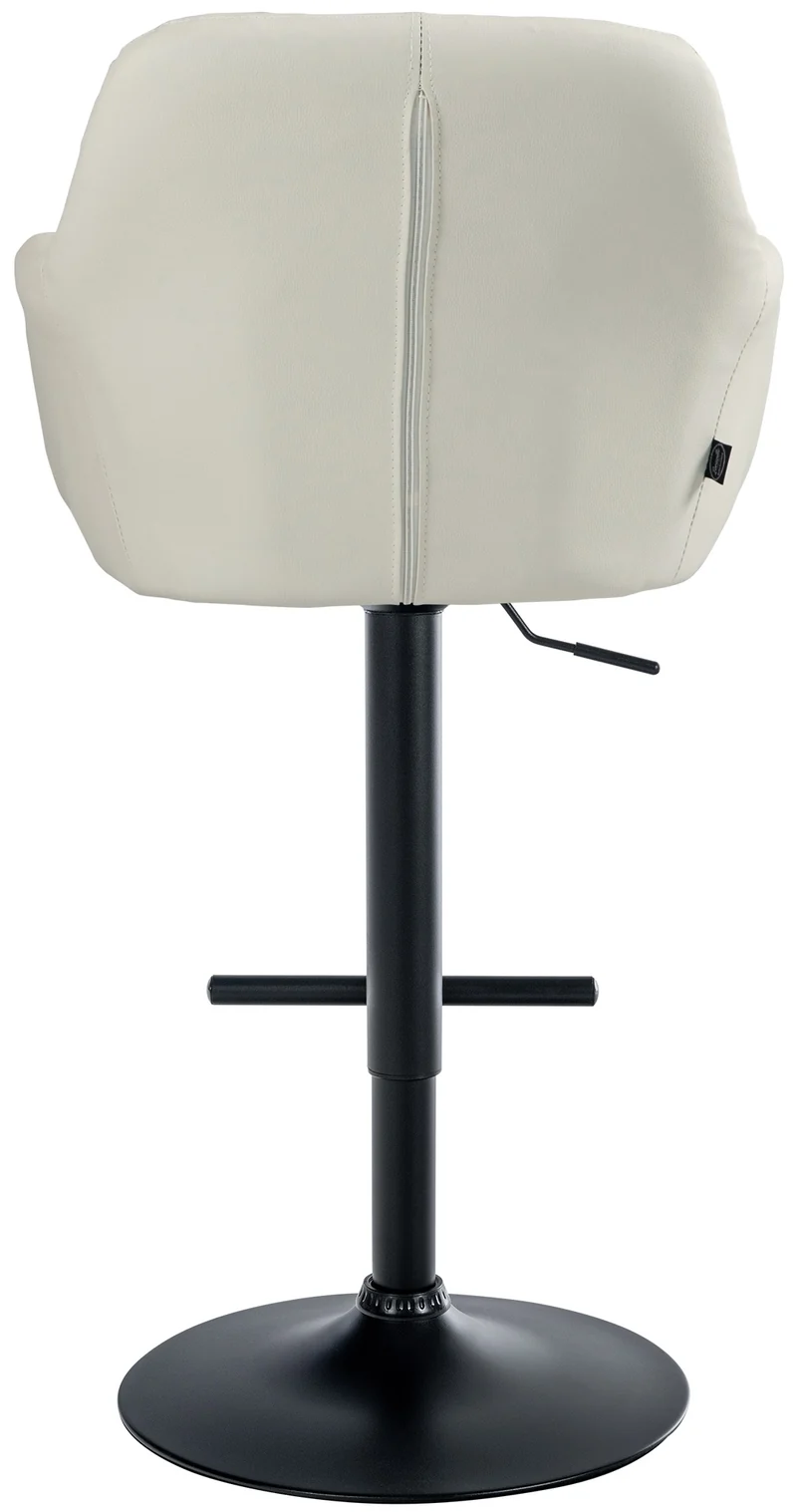Tabouret de bar chaise haute x1 fonction rotation 360° en PVC crème avec coutures décoratives piètement métal noir 10_0005260