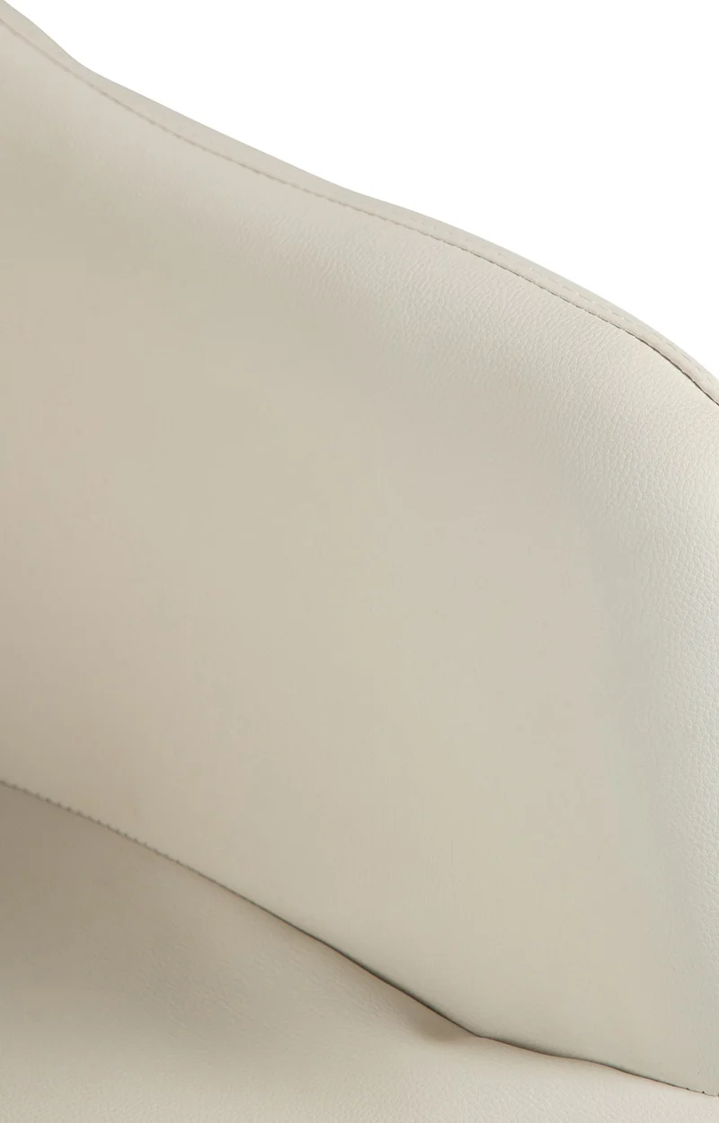 Tabouret de bar chaise haute x1 fonction rotation 360° en PVC crème avec coutures décoratives piètement métal noir 10_0005260