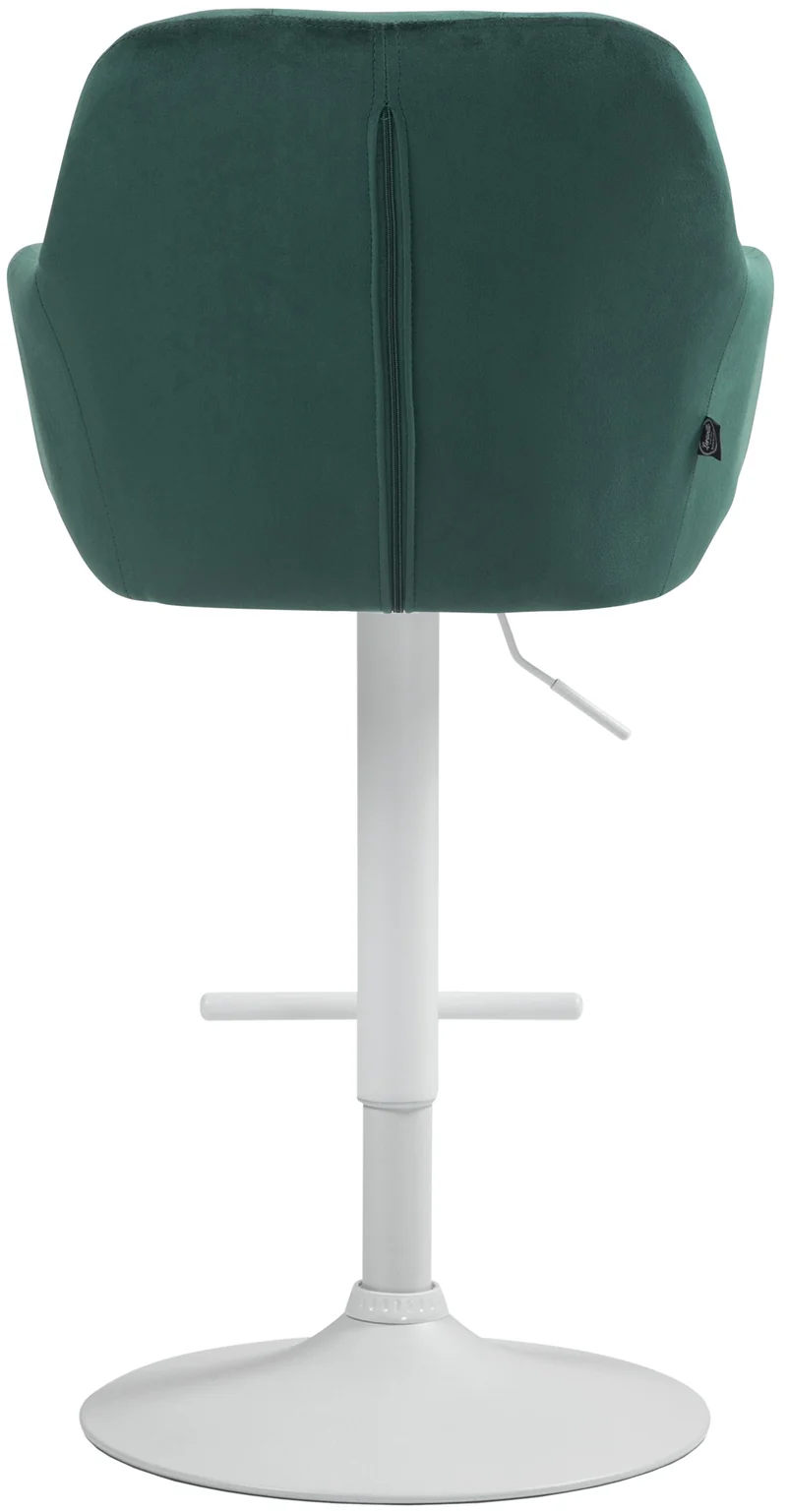 Tabouret de bar chaise haute x1 fonction rotation 360° en velours vert avec coutures décoratives piètement métal blanc 10_0006863