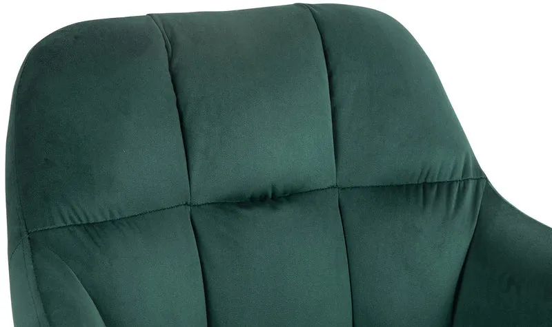 Tabouret de bar chaise haute x1 fonction rotation 360° en velours vert avec coutures décoratives piètement métal blanc 10_0006863